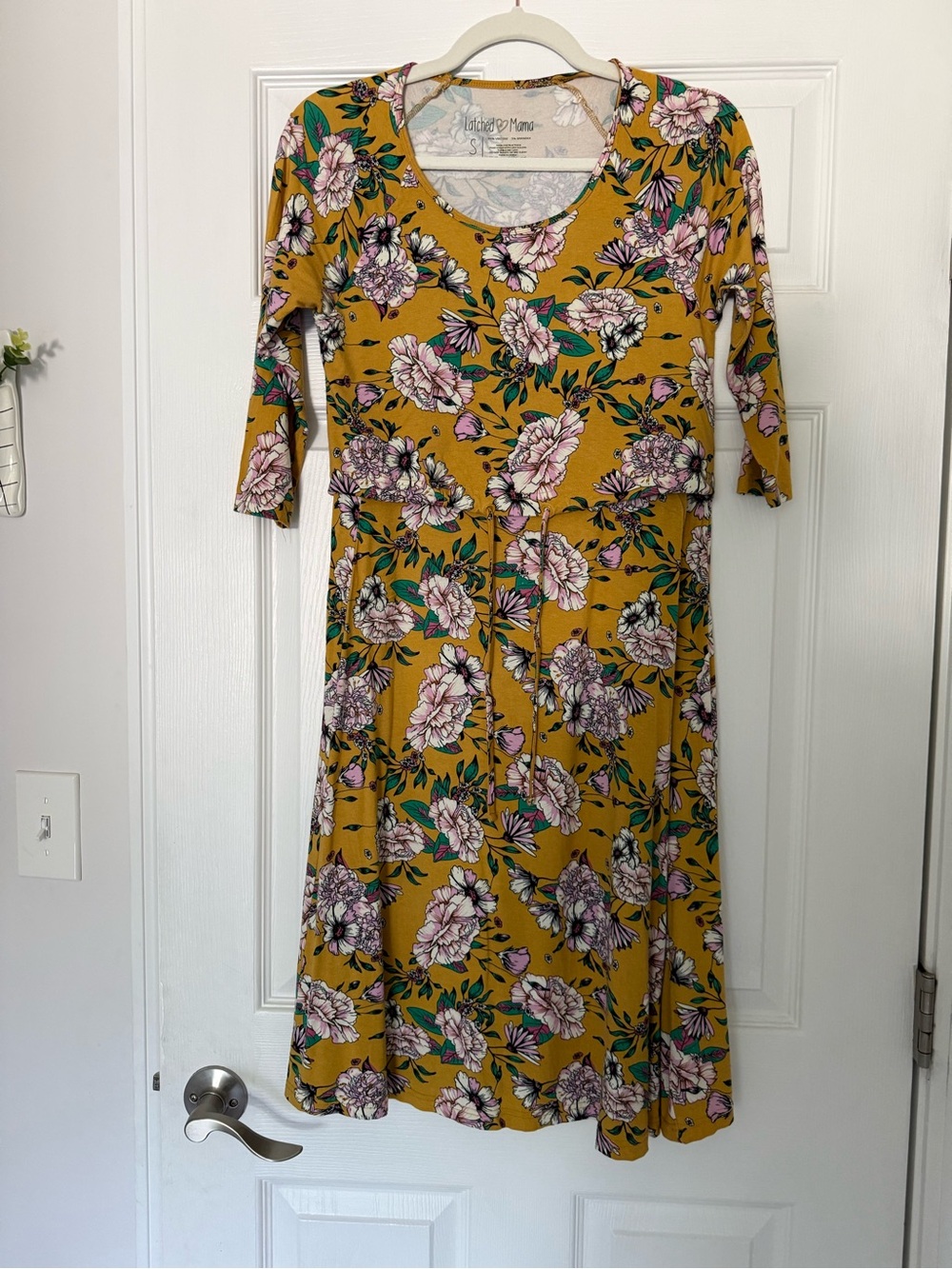 Latched Mama Mustard Floral Midi Dress